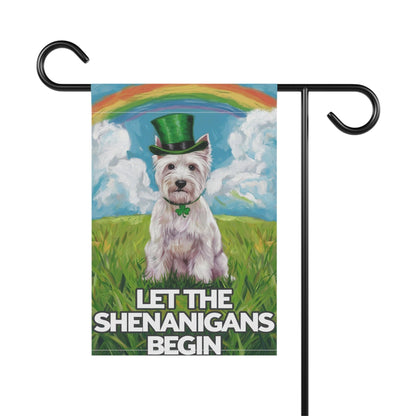 Printify Home Decor Westie St. Patrick's Day Lawn Flag, Rainbow Leprechaun Dog, Pet Garden Flag, Front Yard Lawn Decor