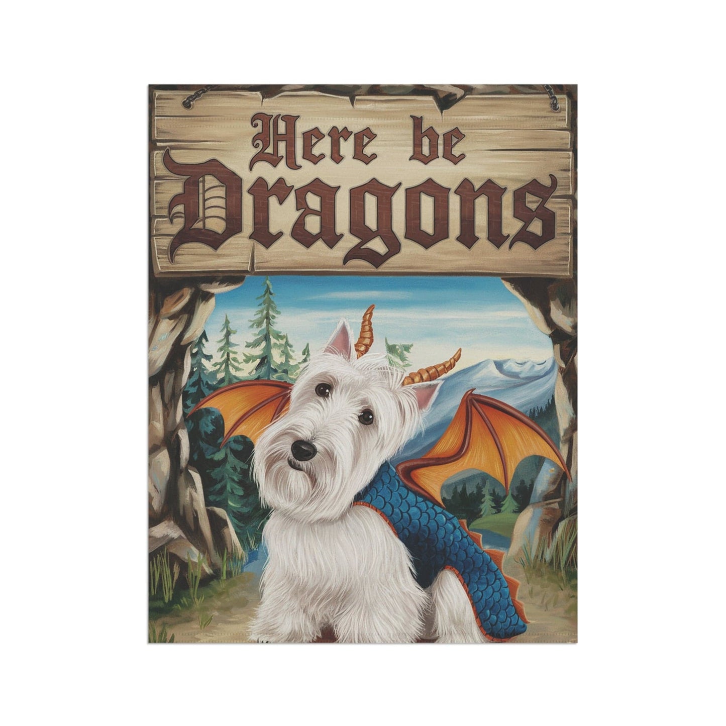 Printify Home Decor Westie Terrier Dog Dragon Garden Flag, Fantasy Pet Yard Spring Decor, Housewarming Halloween