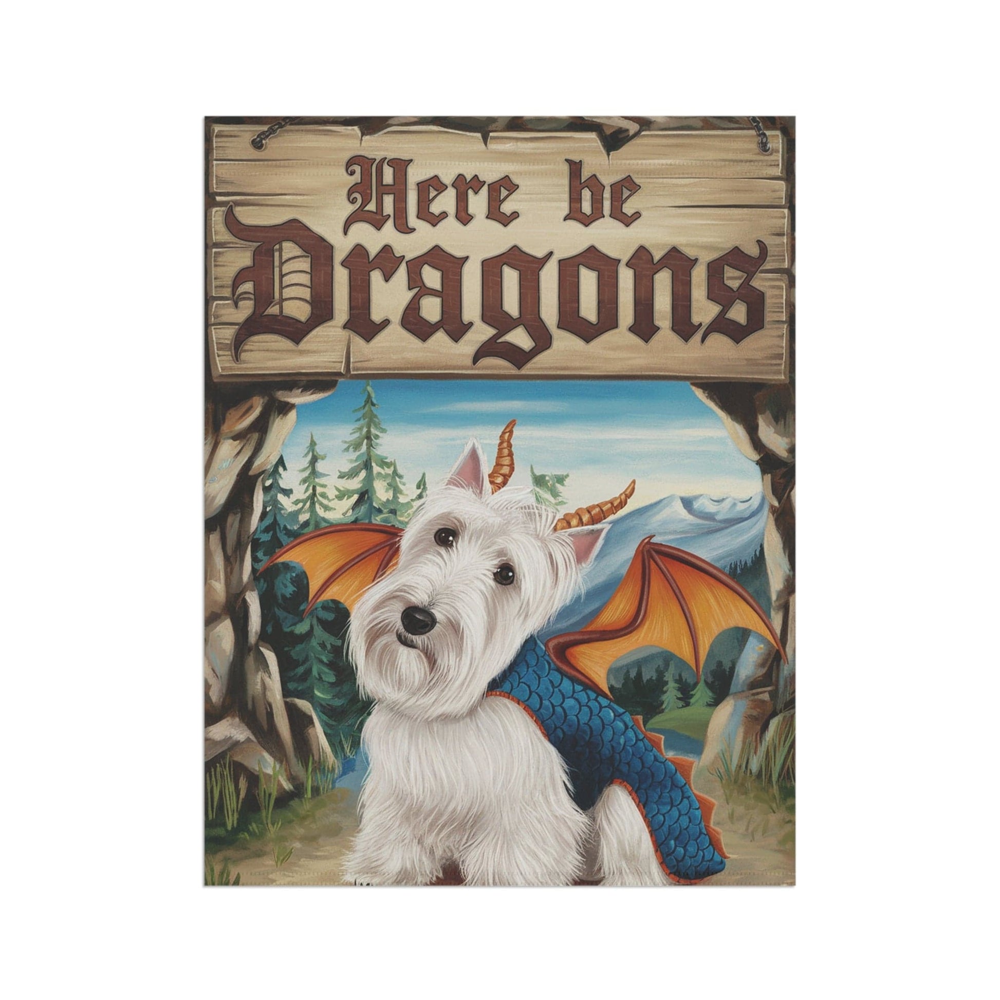 Printify Home Decor Westie Terrier Dog Dragon Garden Flag, Fantasy Pet Yard Spring Decor, Housewarming Halloween