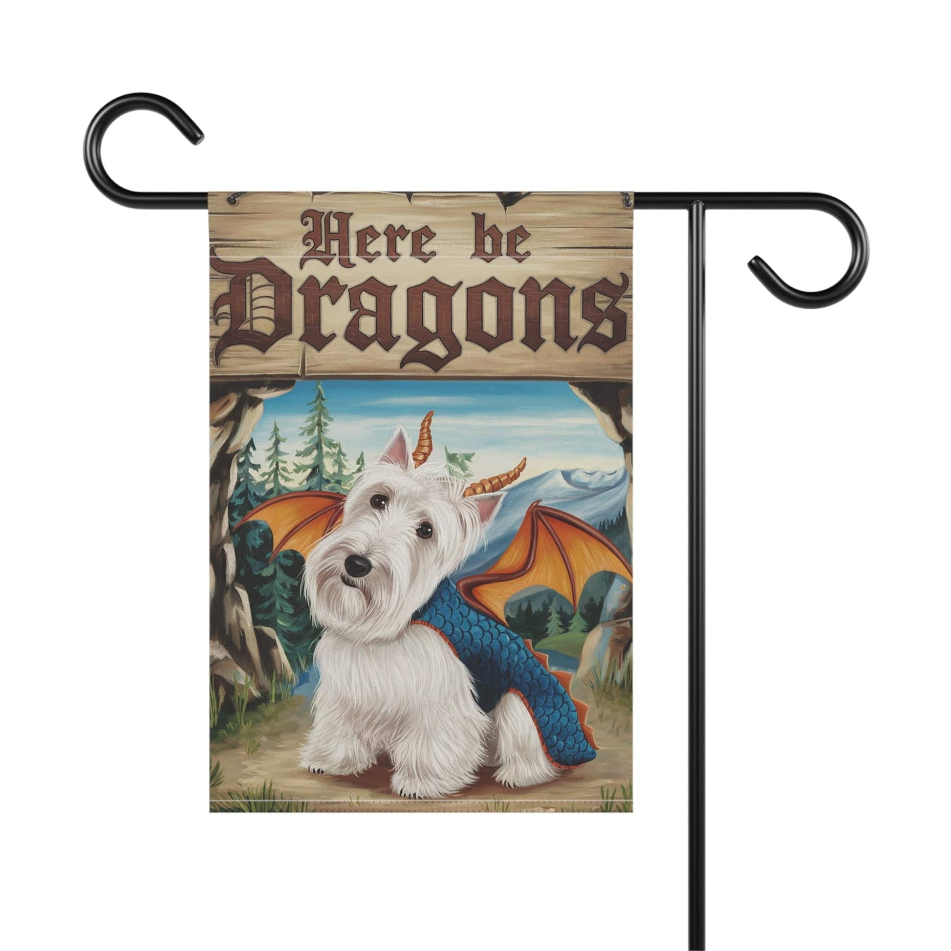 Printify Home Decor Westie Terrier Dog Dragon Garden Flag, Fantasy Pet Yard Spring Decor, Housewarming Halloween