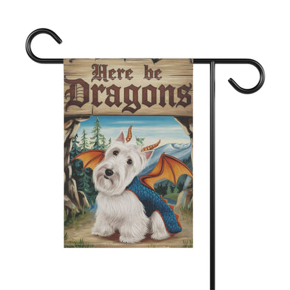 Printify Home Decor Westie Terrier Dog Dragon Garden Flag, Fantasy Pet Yard Spring Decor, Housewarming Halloween