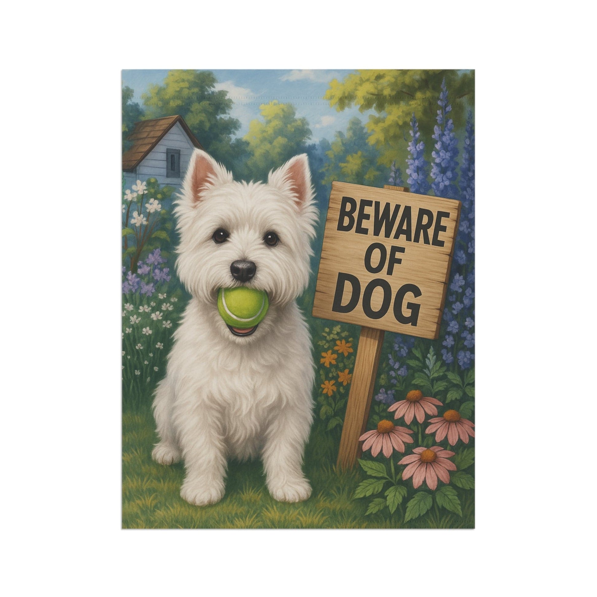 Printify Garden Flag Westie West Highland Terrier Funny Beware Garden Flag
