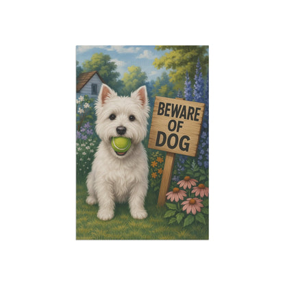 Printify Garden Flag Westie West Highland Terrier Funny Beware Garden Flag