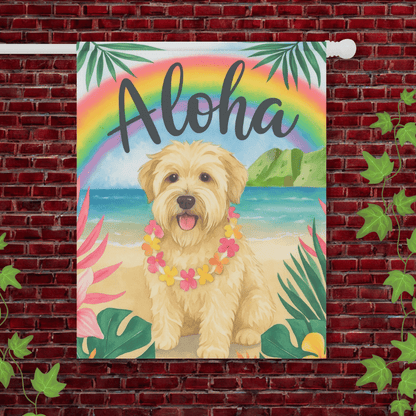 Printify Garden Flag 24.5'' × 32'' Wheaten Terrier Dog Aloha Luau Garden Flag
