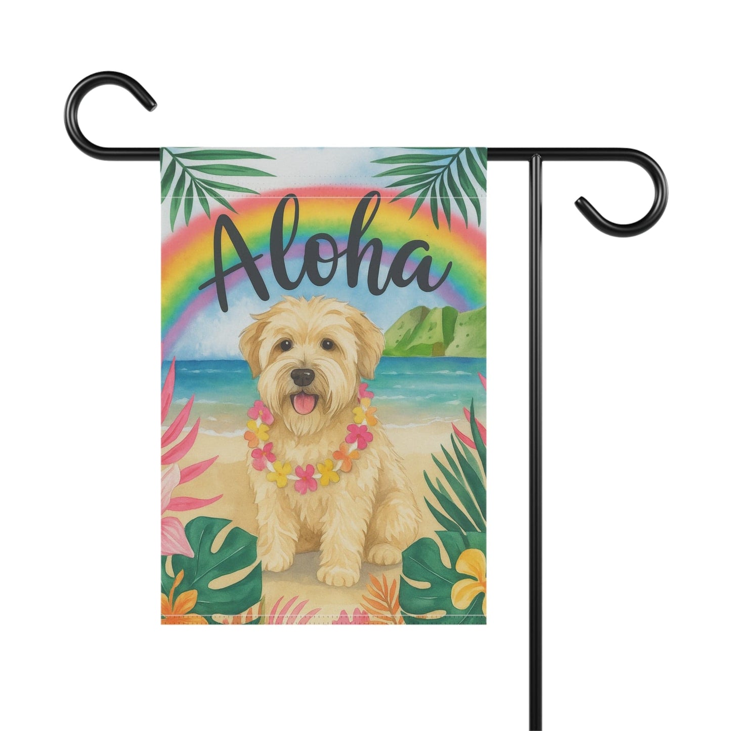 Printify Garden Flag Wheaten Terrier Dog Aloha Luau Garden Flag
