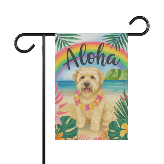 Printify Garden Flag Wheaten Terrier Dog Aloha Luau Garden Flag