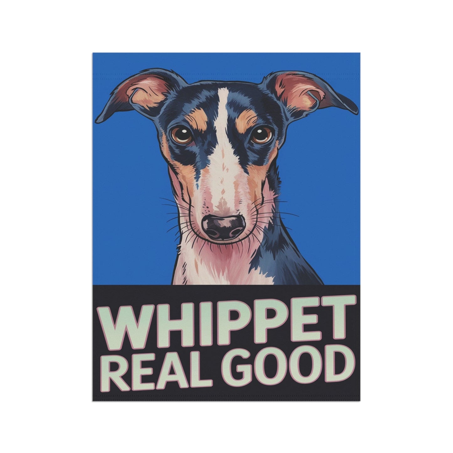 Printify Home Decor Whippet Real Good Dog Lawn Flag, Stylized Whippet Illustration Funny Garden Flag, All Year Round Lawn Decor