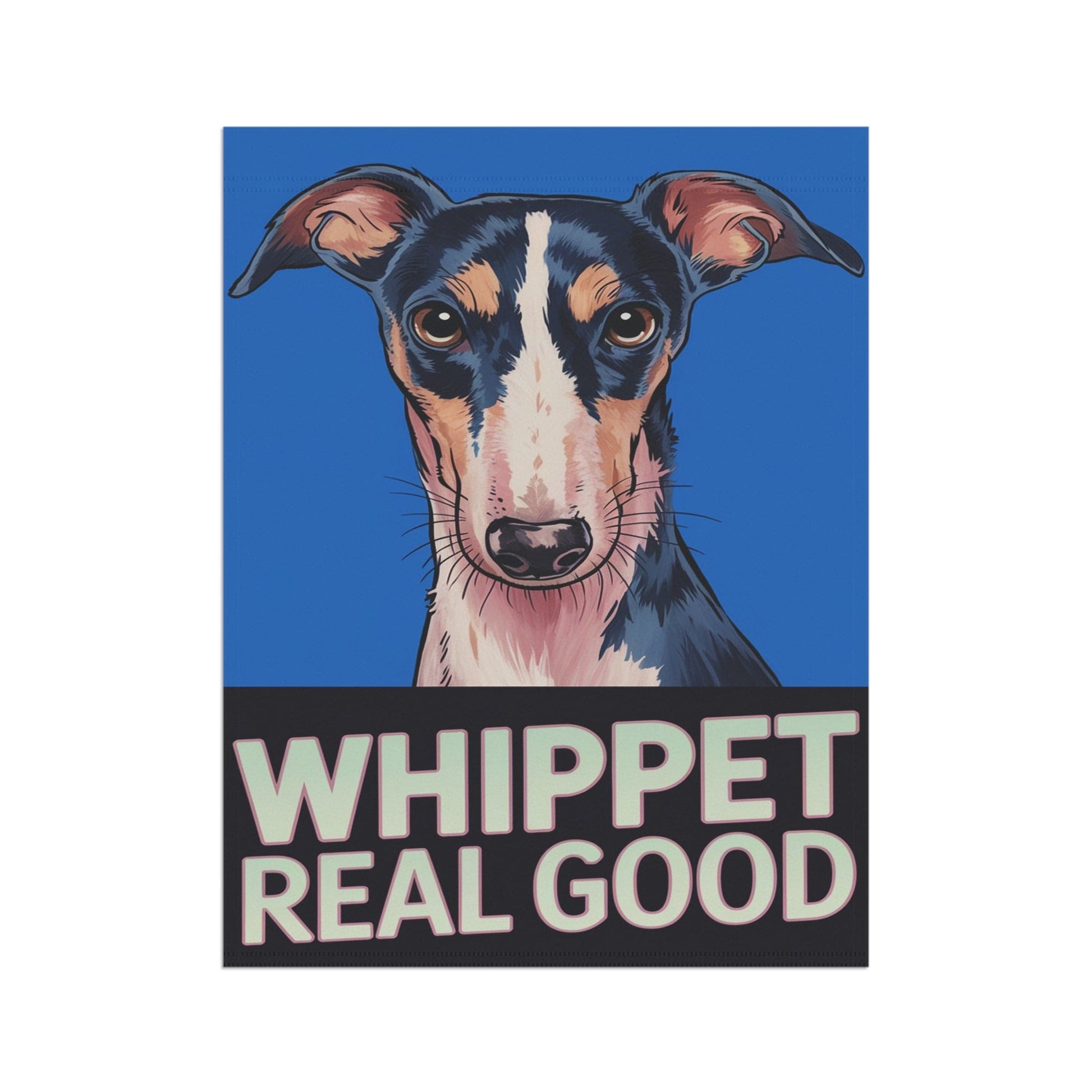 Printify Home Decor Whippet Real Good Dog Lawn Flag, Stylized Whippet Illustration Funny Garden Flag, All Year Round Lawn Decor