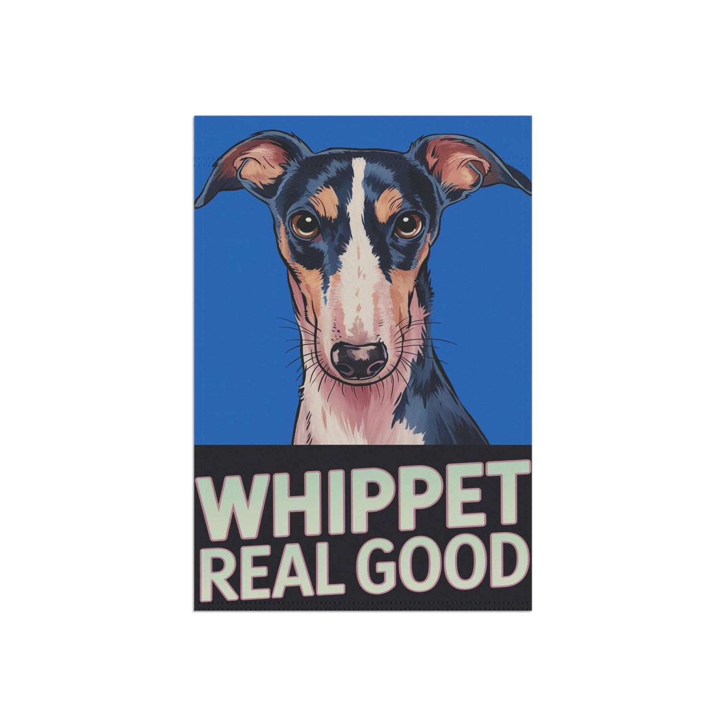 Printify Home Decor Whippet Real Good Dog Lawn Flag, Stylized Whippet Illustration Funny Garden Flag, All Year Round Lawn Decor