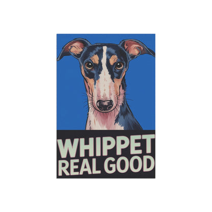 Printify Home Decor Whippet Real Good Dog Lawn Flag, Stylized Whippet Illustration Funny Garden Flag, All Year Round Lawn Decor