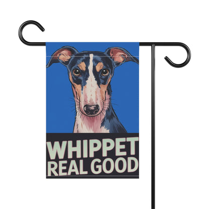Printify Home Decor Whippet Real Good Dog Lawn Flag, Stylized Whippet Illustration Funny Garden Flag, All Year Round Lawn Decor