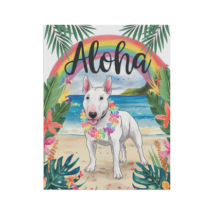 Printify Garden Flag White Bull Terrier Aloha Garden Flag