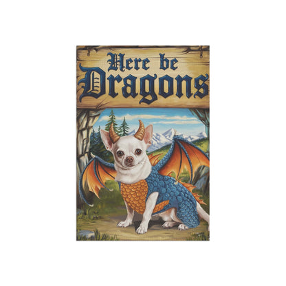 Printify Home Decor White Chihuahua Dog Dragon Garden Flag, Fantasy Pet Yard Spring Decor, Housewarming Gardener Gift, Halloween