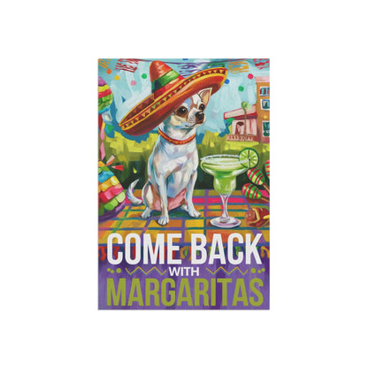 Printify Home Decor White Chihuahua Dog Garden Flag, Cinco de Mayo Fiesta, Margarita Drinking Decor