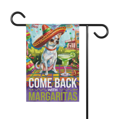 Printify Home Decor White Chihuahua Dog Garden Flag, Cinco de Mayo Fiesta, Margarita Drinking Decor
