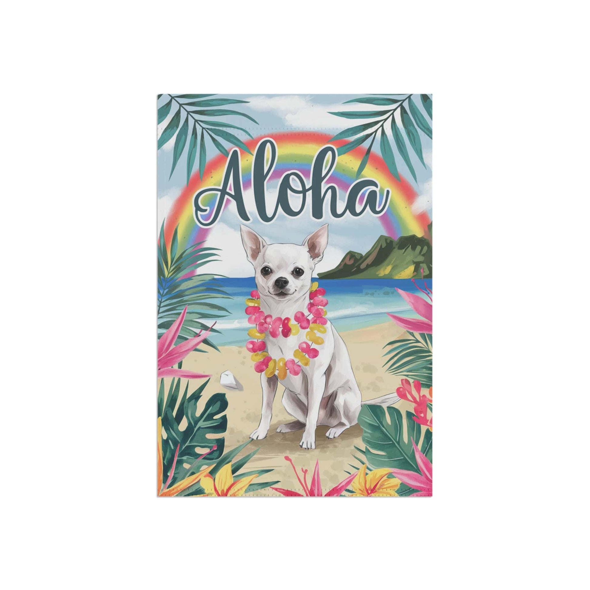 Printify Garden Flag White Chihuahua Hawaii Garden Flag