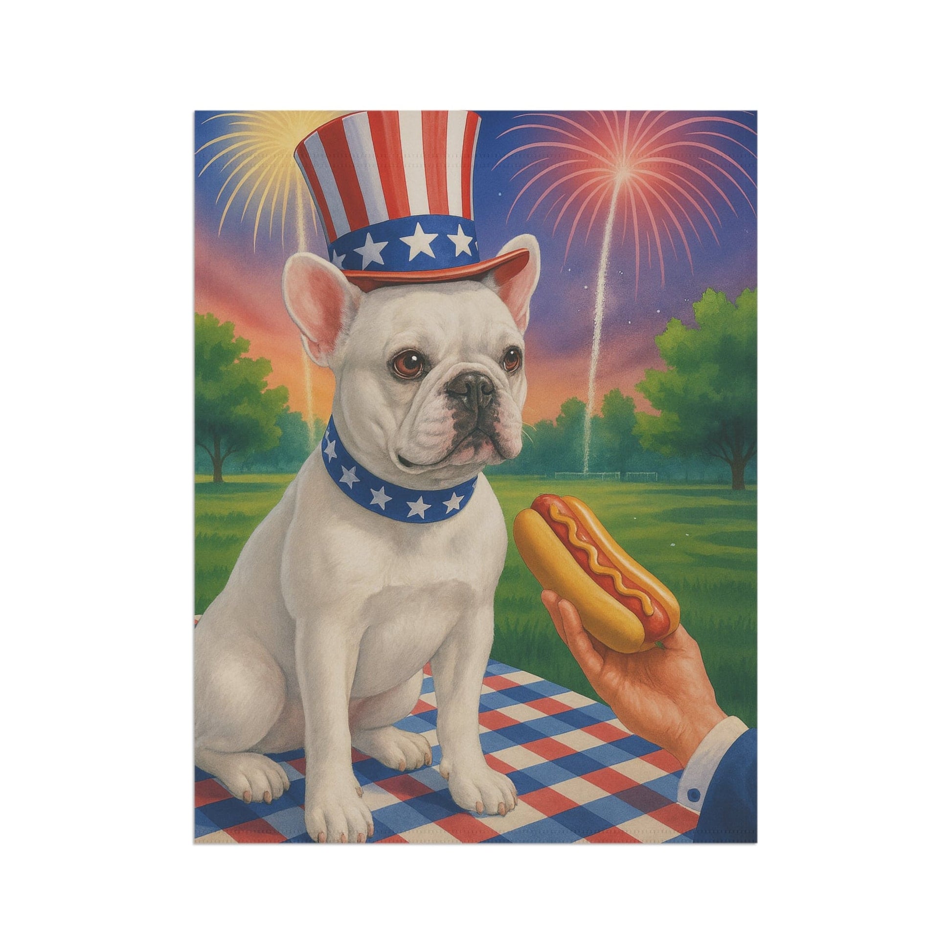 Printify Garden Flag White French Bulldog 4th July Garden Flag