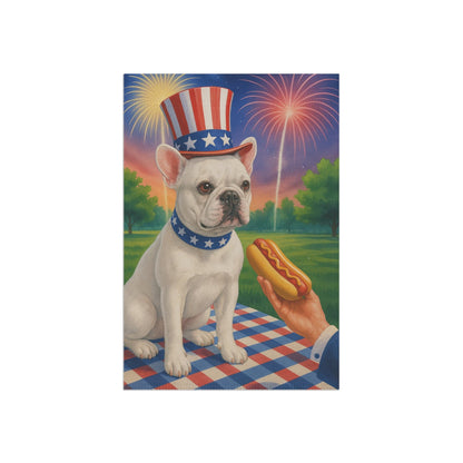 Printify Garden Flag White French Bulldog 4th July Garden Flag