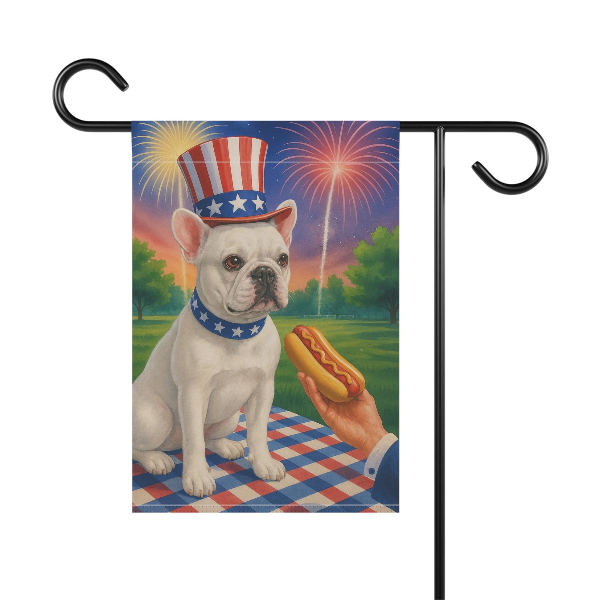 Printify Garden Flag White French Bulldog 4th July Garden Flag