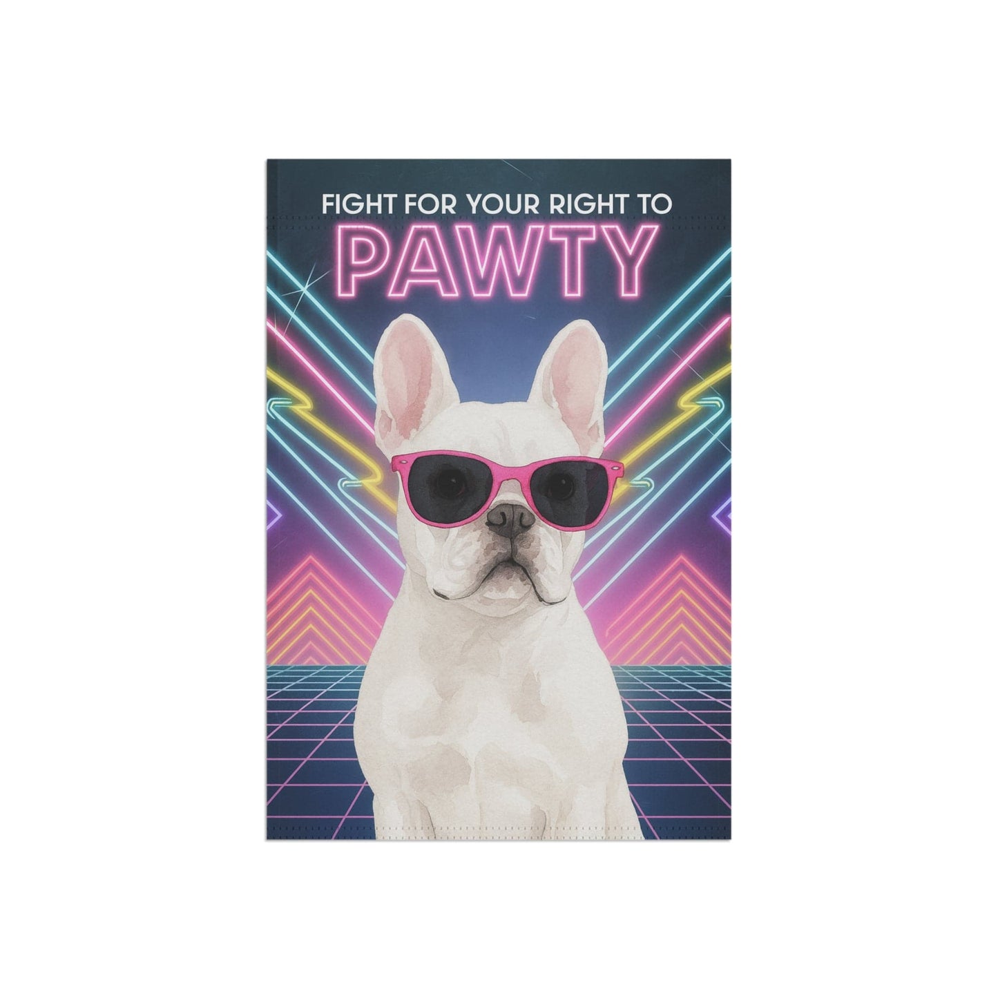 Printify Garden Flag White French Bulldog 80s Party Garden Flag