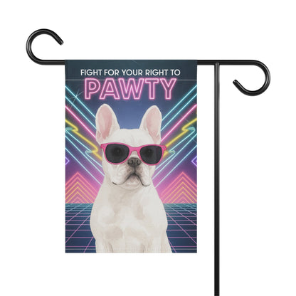 Printify Garden Flag White French Bulldog 80s Party Garden Flag
