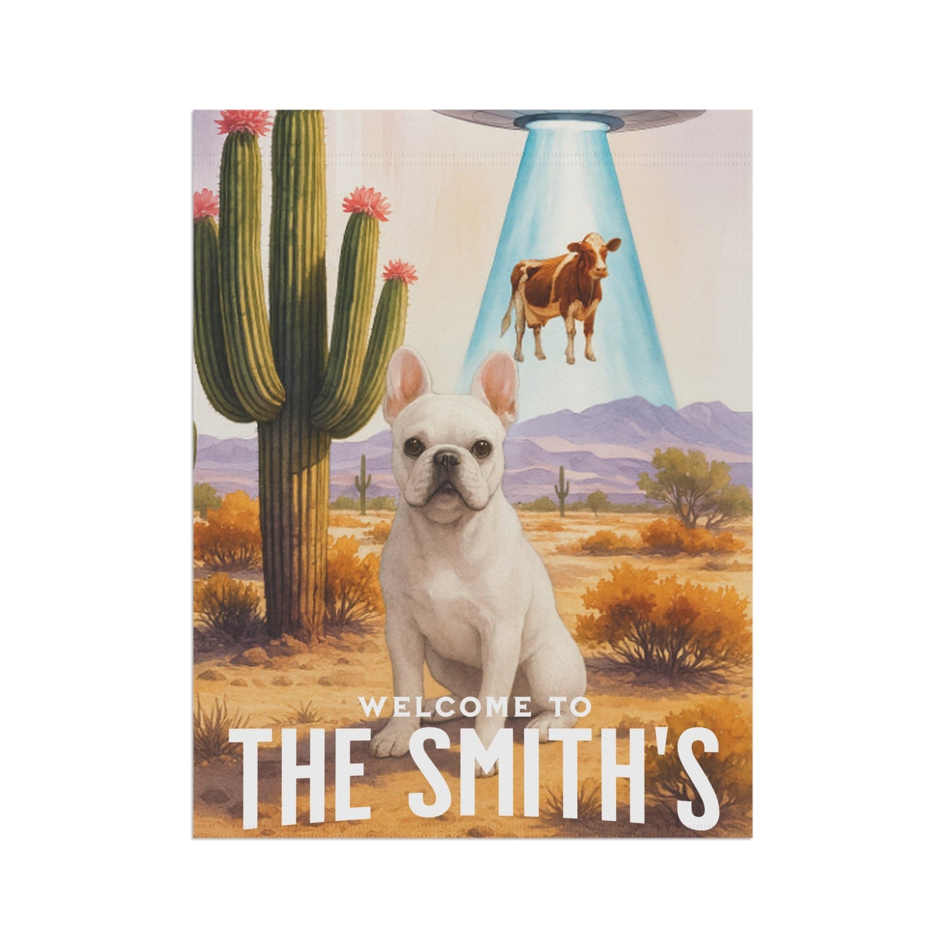 Printify Garden Flag White French Bulldog Aliens Garden Flag