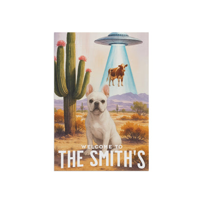 Printify Garden Flag White French Bulldog Aliens Garden Flag
