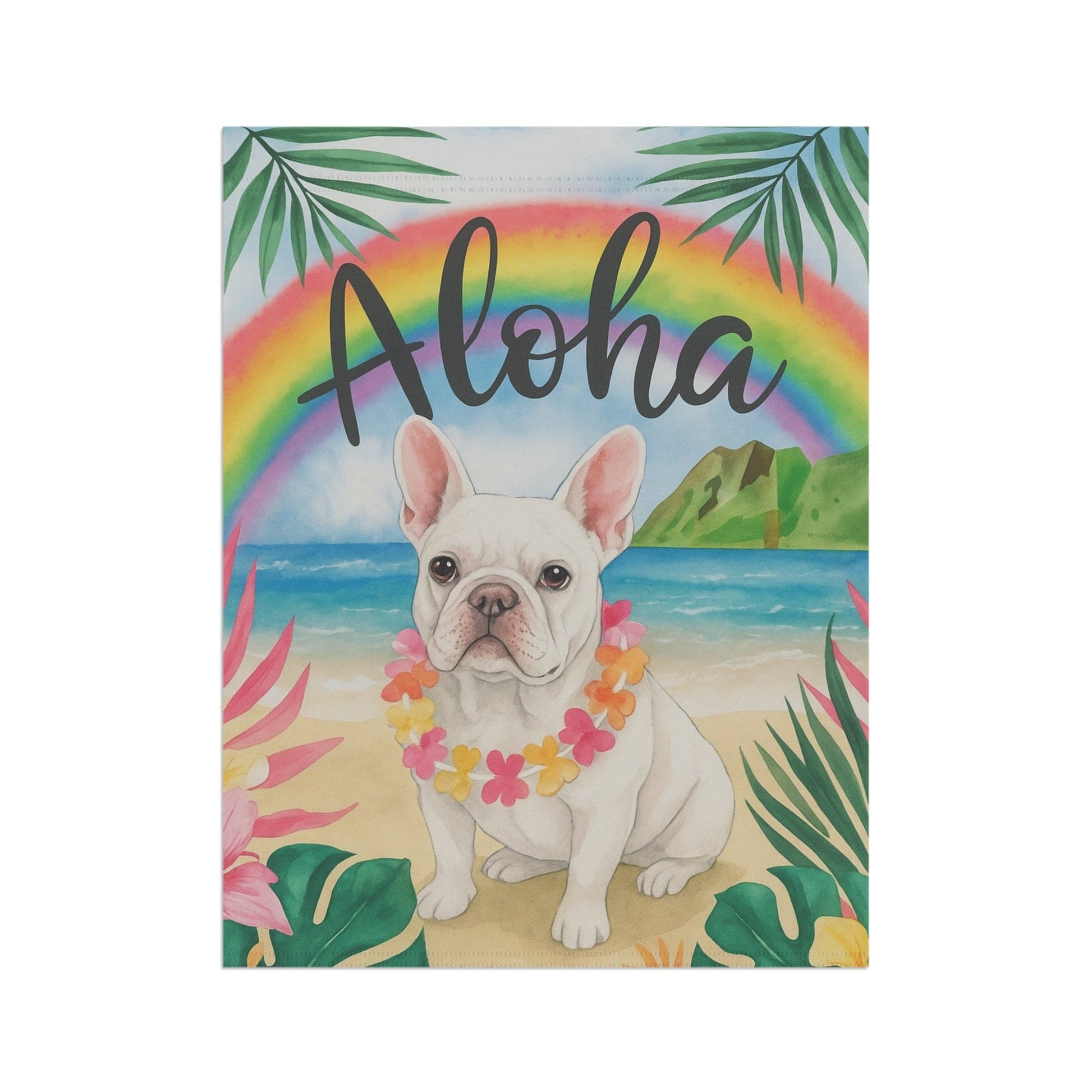 Printify Garden Flag White French Bulldog Aloha Garden Flag