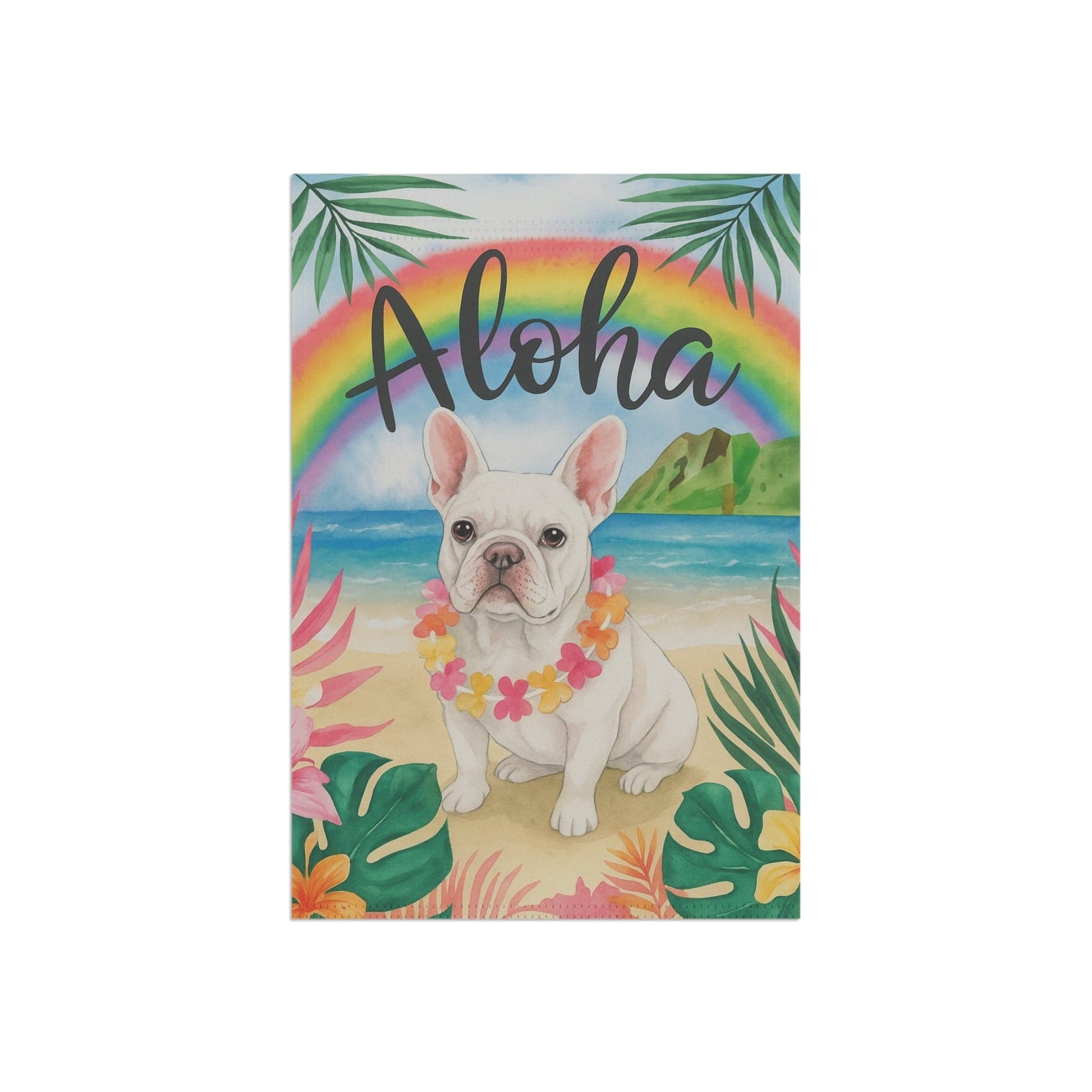Printify Garden Flag White French Bulldog Aloha Garden Flag
