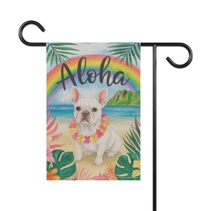 Printify Garden Flag White French Bulldog Aloha Garden Flag
