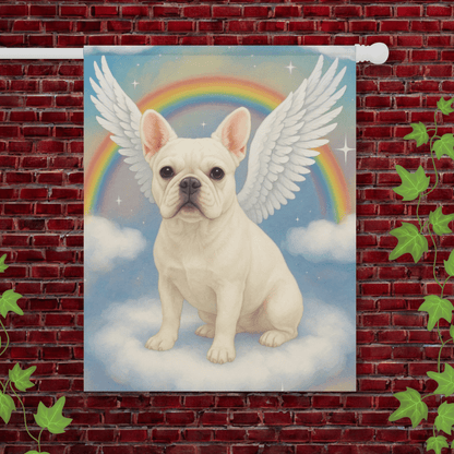 Printify Garden Flag 24.5'' × 32'' White French Bulldog Angel Garden Flag