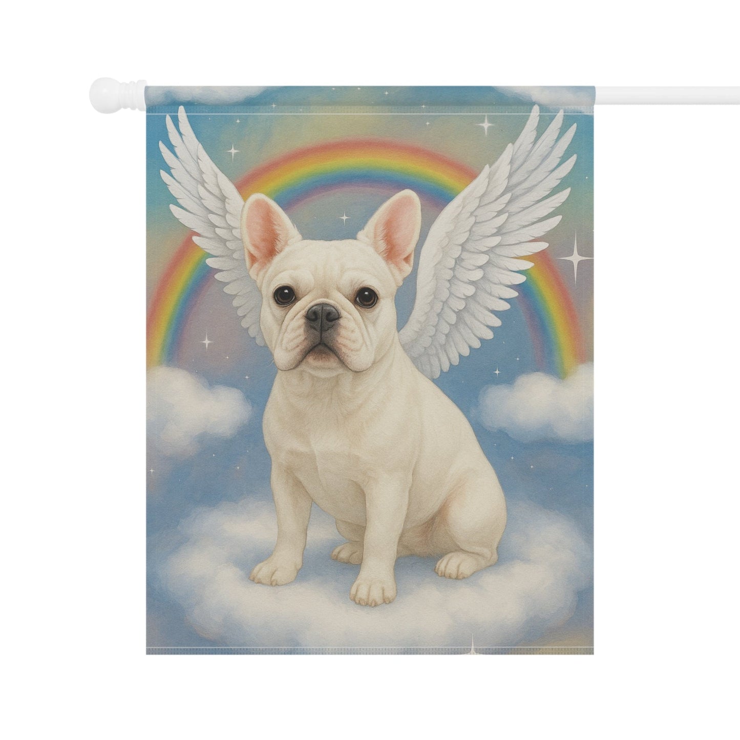 Printify Garden Flag White French Bulldog Angel Garden Flag