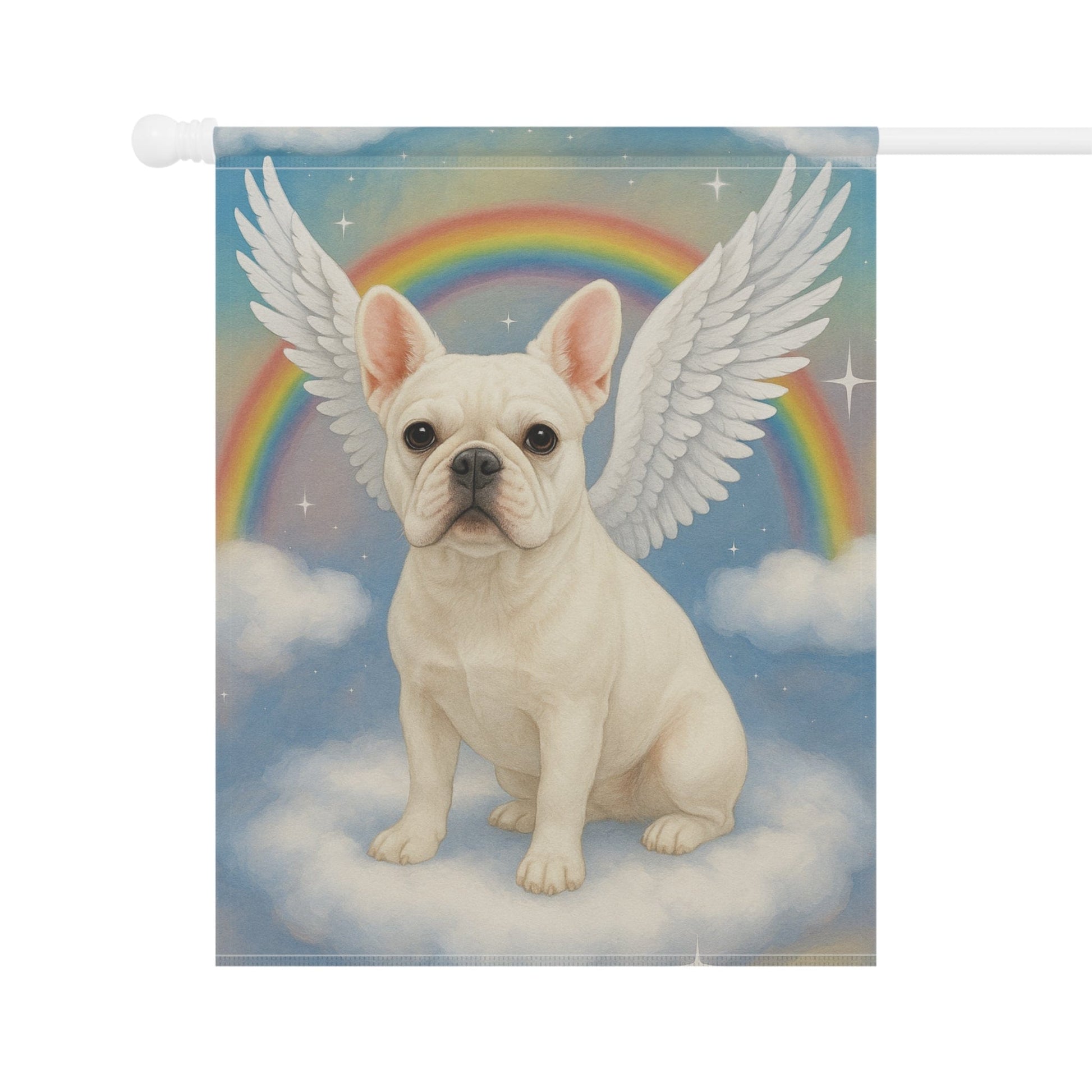 Printify Garden Flag White French Bulldog Angel Garden Flag