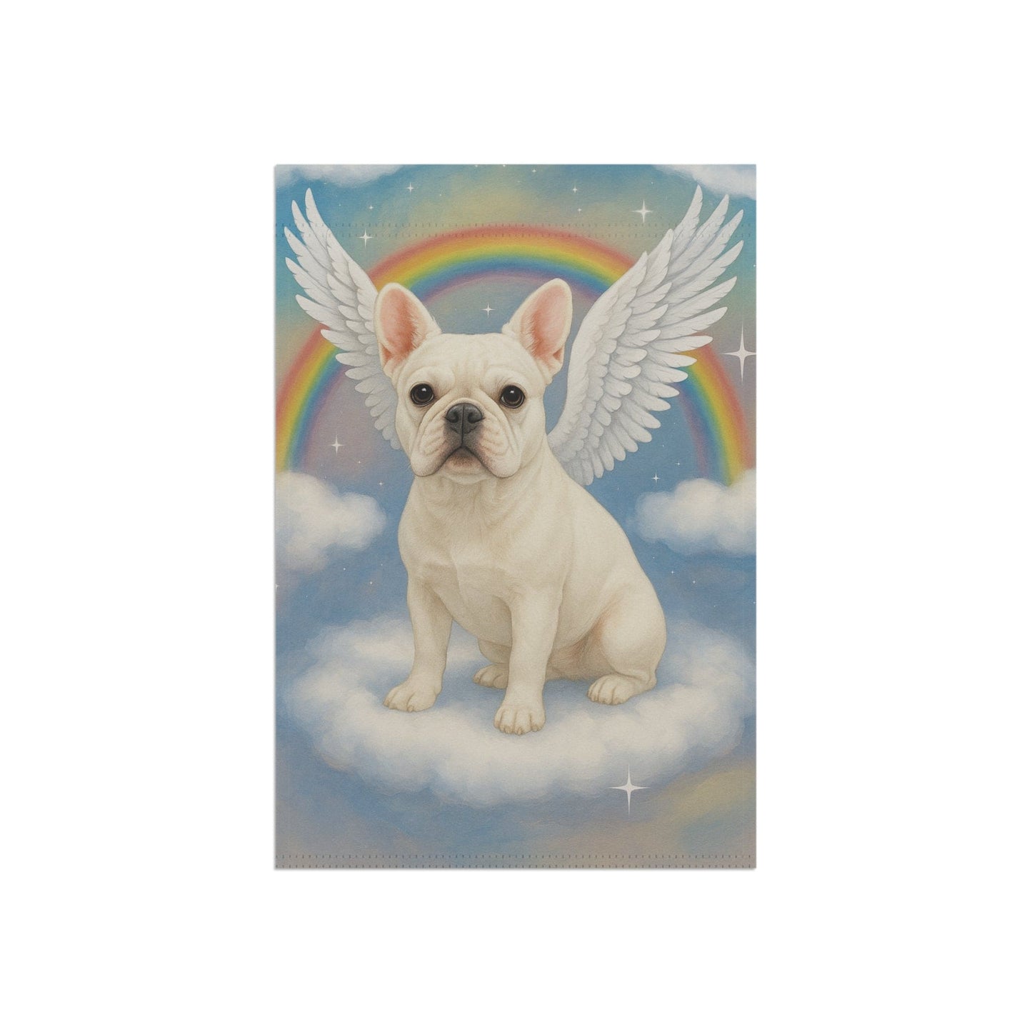 Printify Garden Flag White French Bulldog Angel Garden Flag