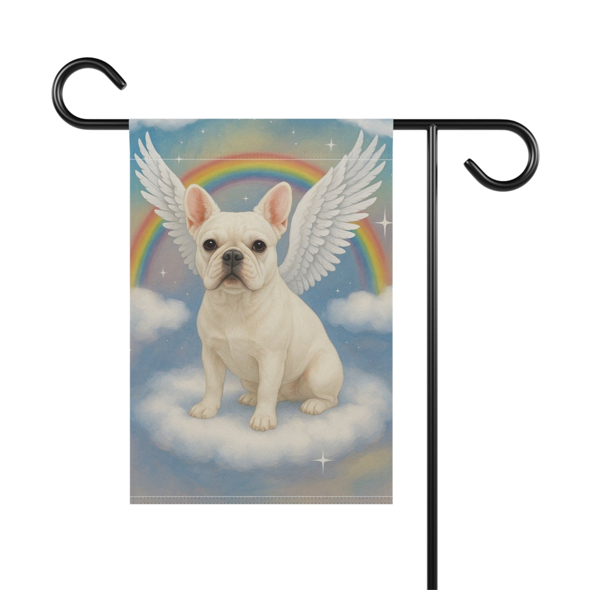 Printify Garden Flag White French Bulldog Angel Garden Flag