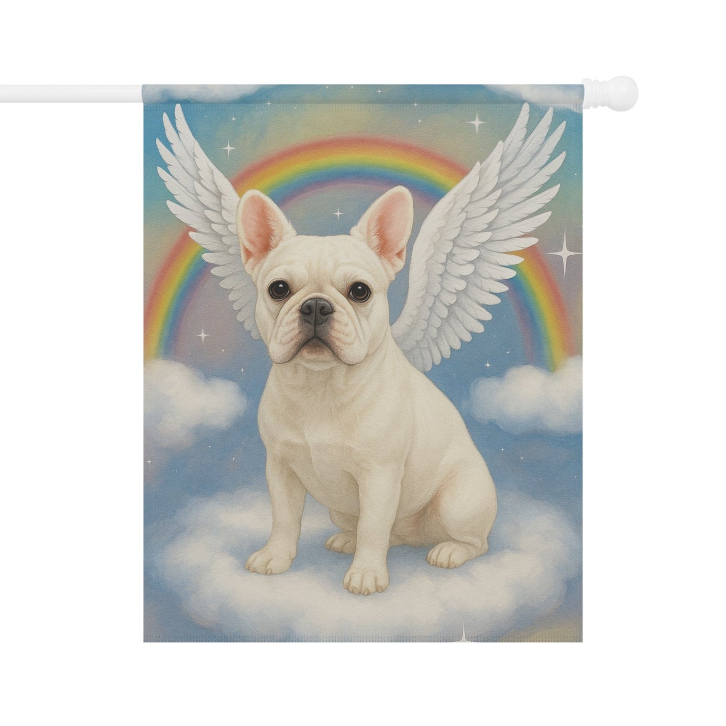 Printify Garden Flag White French Bulldog Angel Garden Flag