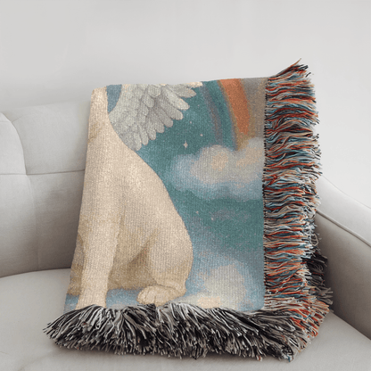 Printify Blanket White French Bulldog Angel Woven Blanket