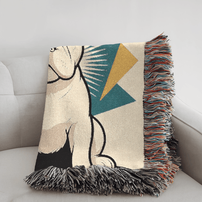 Printify Blanket White French Bulldog Atomic Mid Century Modern Throw Blanket