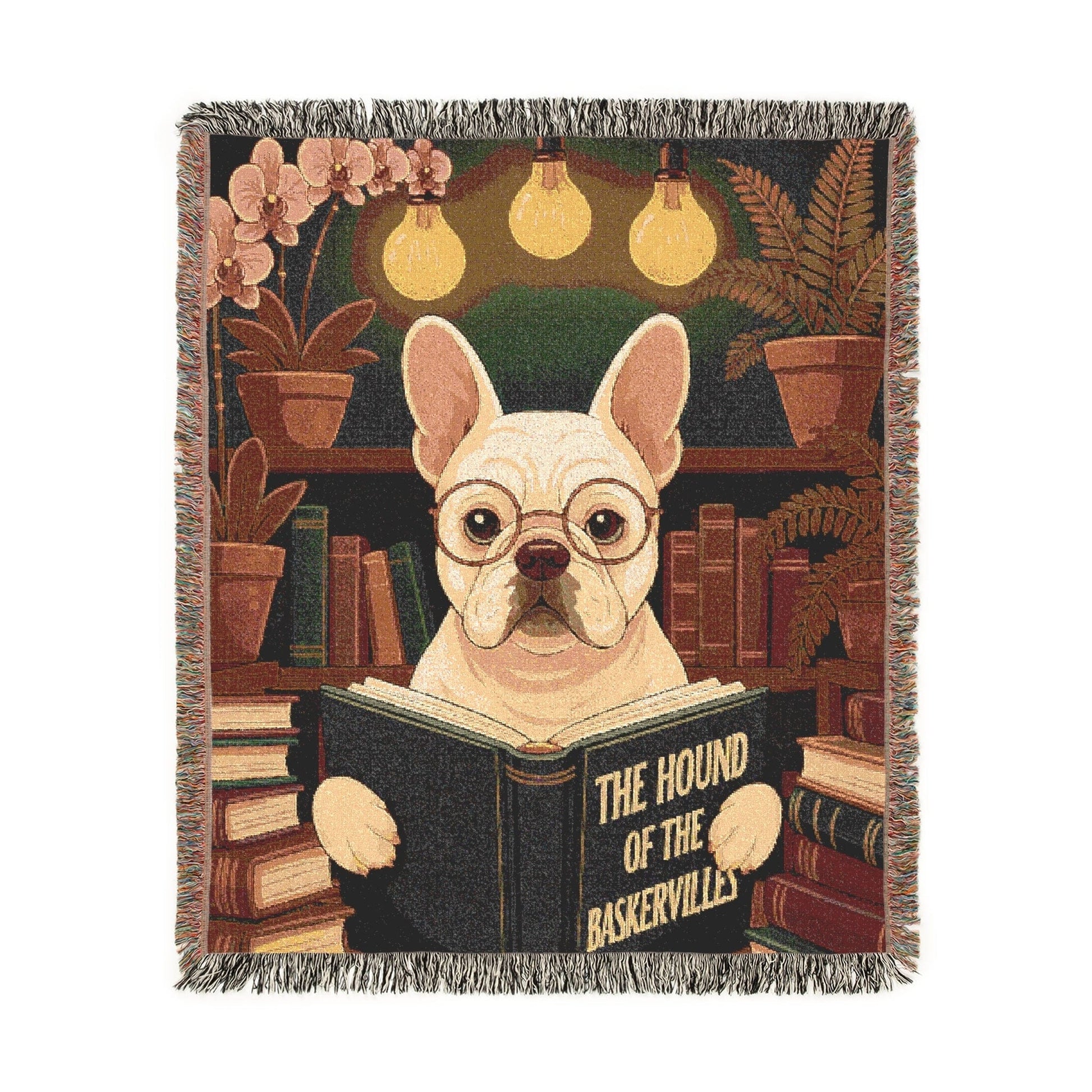 Printify Blanket White French Bulldog Baskervilles Throw Blanket