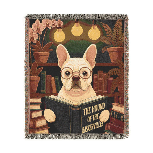 Printify Blanket White French Bulldog Baskervilles Throw Blanket