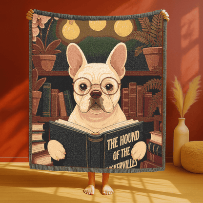 Printify Blanket White French Bulldog Baskervilles Throw Blanket