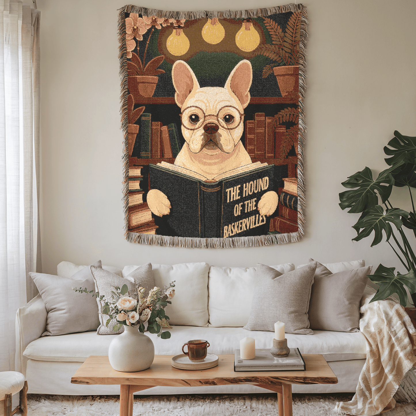 Printify Blanket White French Bulldog Baskervilles Throw Blanket