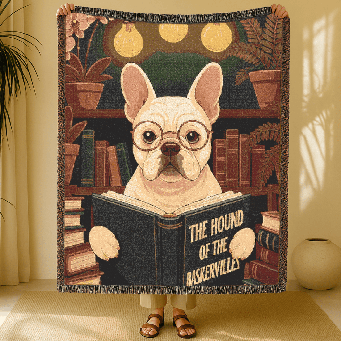 Printify Blanket White French Bulldog Baskervilles Throw Blanket