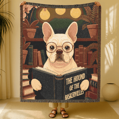 Printify Blanket White French Bulldog Baskervilles Throw Blanket
