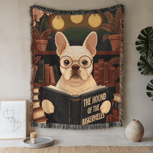 Printify Blanket Artwork / 52'' × 37'' White French Bulldog Baskervilles Throw Blanket