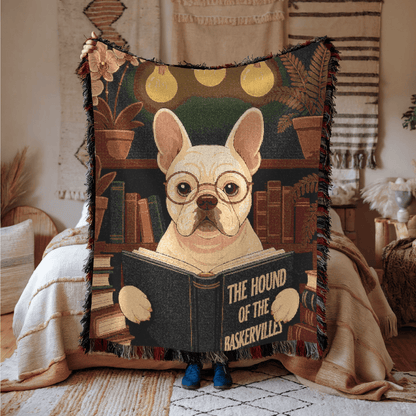Printify Blanket White French Bulldog Baskervilles Throw Blanket
