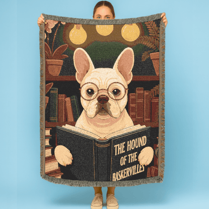 Printify Blanket White French Bulldog Baskervilles Throw Blanket
