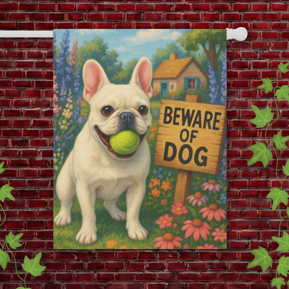 Printify Garden Flag 24.5'' × 32'' White French Bulldog Beach Garden Flag