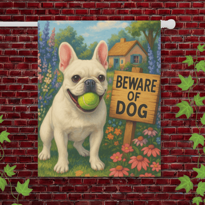 Printify Garden Flag 24.5'' × 32'' White French Bulldog Beach Garden Flag