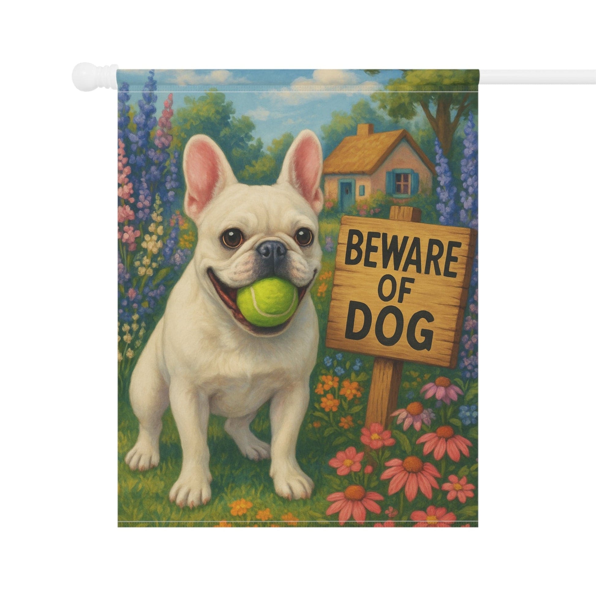 Printify Garden Flag White French Bulldog Beach Garden Flag
